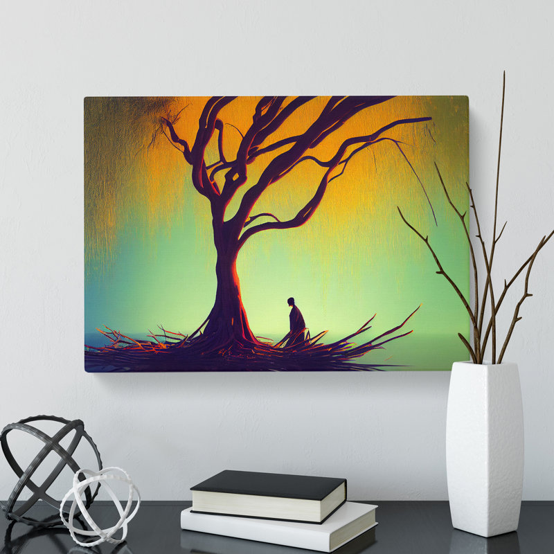 Hypnotic Weeping Willow Tree - Wrapped Canvas, 35cm H x 50cm W x 3cm D