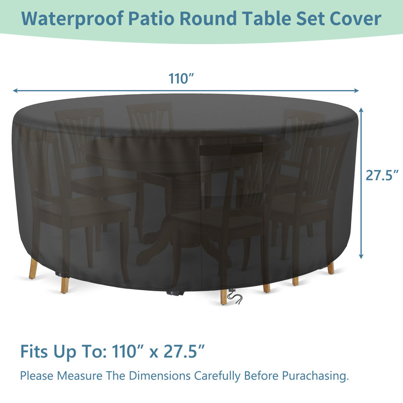 Outdoor Furniture Cover Waterproof Patio Furniture Covers for Round Table Chairs Set, 27.5" H x 110" W x 110" D
