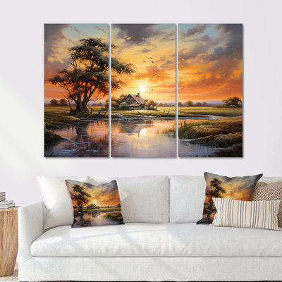 «Sunrise Autumn Country Panorama II - Sunrises Sunset», ensemble d'art mural