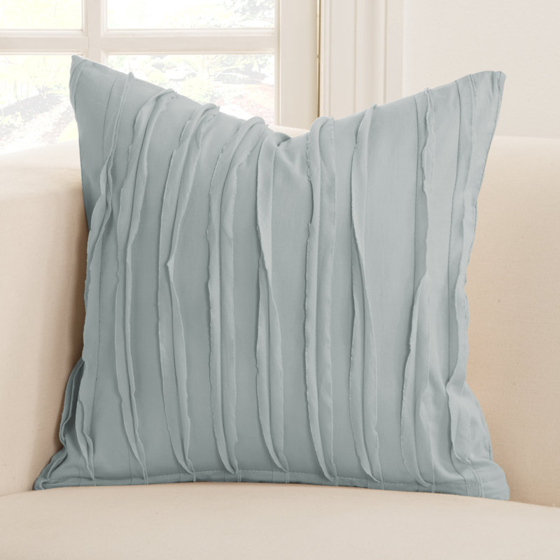 Tattered 100% Cotton Throw Pillow, 20" x 20", Blue