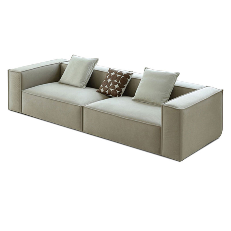 Canapé modulaire en velours côtelé blanc 94,49 po, 26.77"H x 94.49"L x 39.37"W