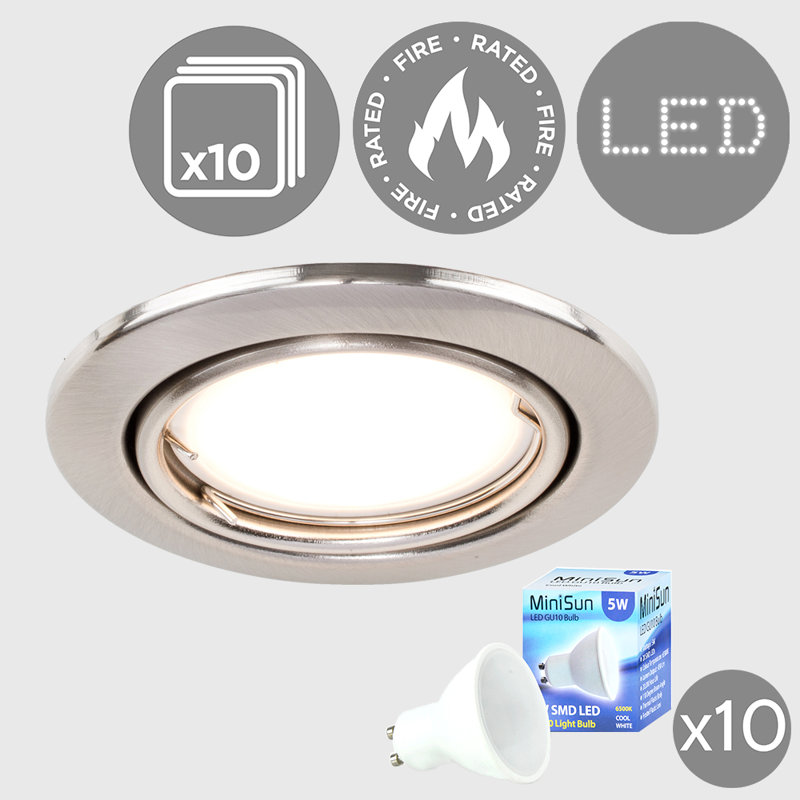 Fire Rated Cool Tiltable Retrofit Downlight, Brushed Chrome, 6500K