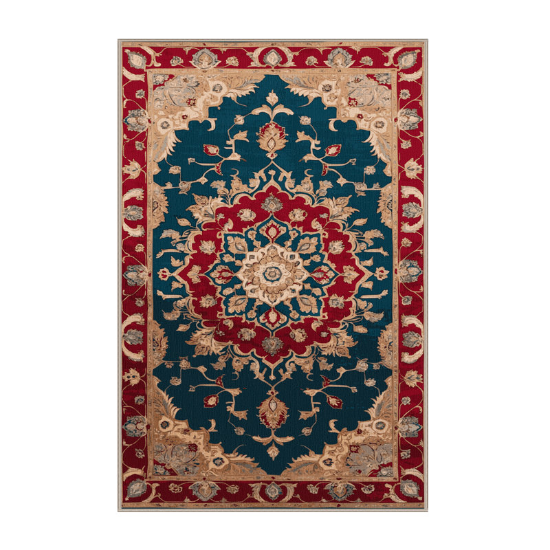 Tapis brun Tabriz lavable à la machine, Rectangulaire 2 pi x 3 pi