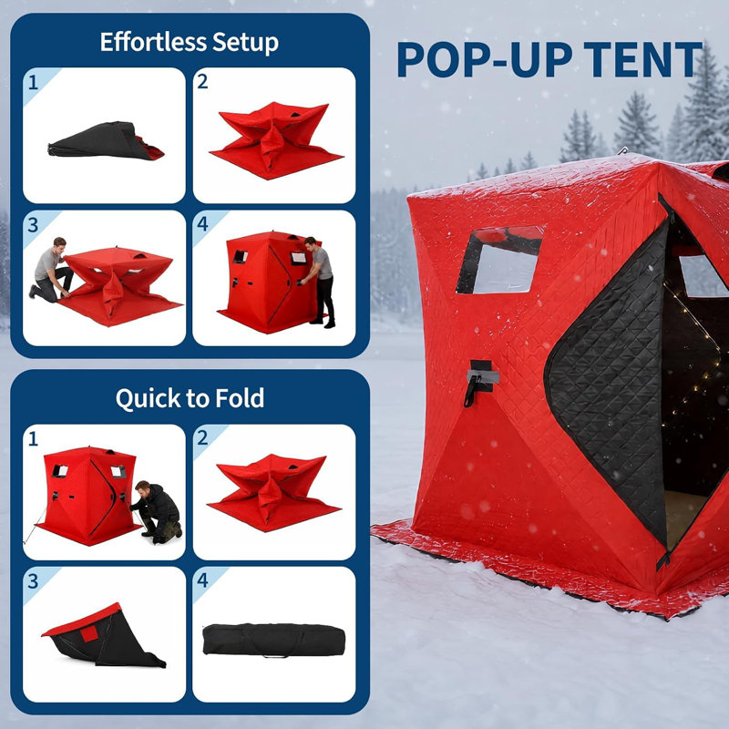 Tent, Red, 193.5cm H x 152cm W x 152cm D
