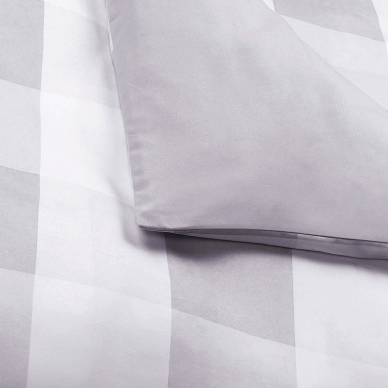 Ensemble de housse de couette en microfibre Buffalo, Housse de couette double / grand et 2 taies décor, Gris et blanc