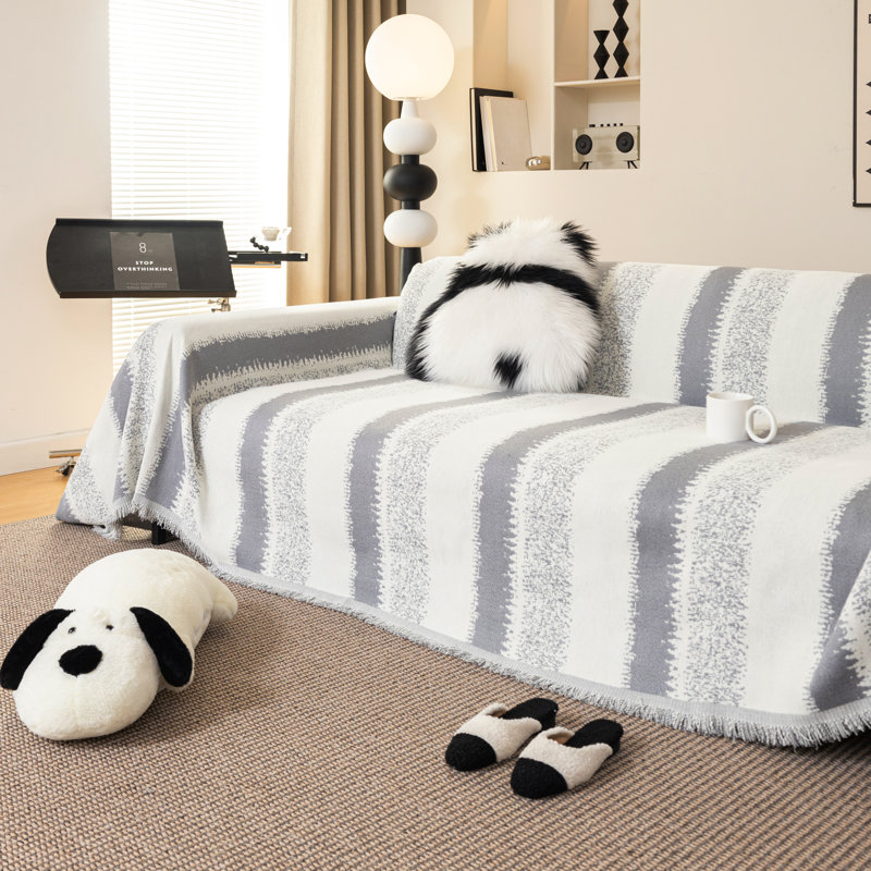 Housse pour canapé en chenille, housse de canapé multifonctionnelle lavable à la machine, H 1 po x l 150 po x P 71 po, Gris