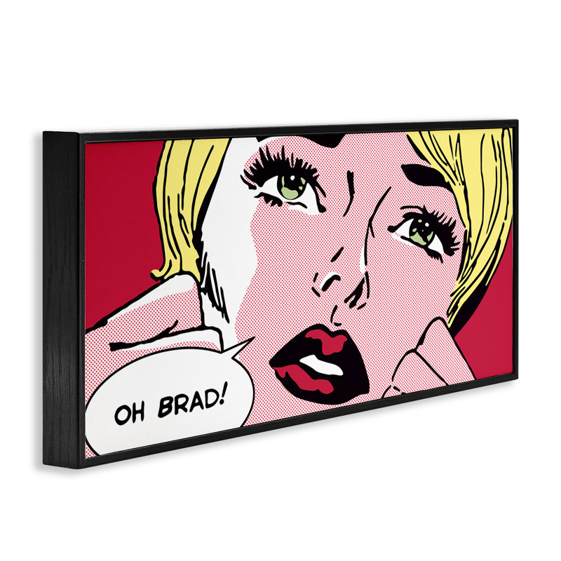 Iconic Pop Comic Woman Framed Giclee, design by Sheila B., 10" H x 24" W, Midnight Black Framed Giclee