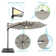 Shareny 132.3'' Lighted Cantilever Umbrella with Crank Lift Base Included