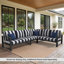Fauteuil modulaire sans accoudoirs avec dossier en lattes angulaires et coussins Sunbrella Oltjana-124176918