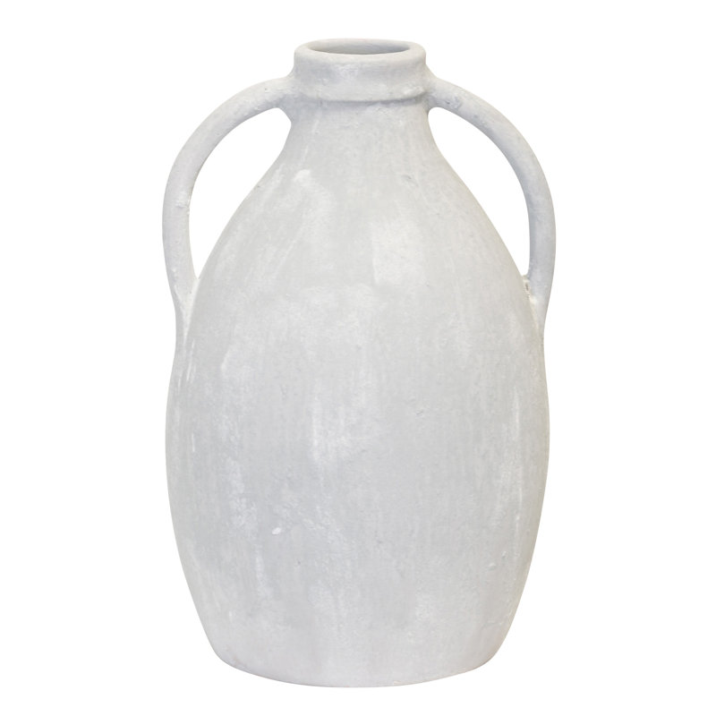 Grand vase avec poignées - peint à la main, H 11,8 po x l 7,5 po x P 7,5 po, Peint à la main en bleu