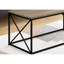 Table basse élégante avec plateau rectangulaire en stratifié taupe et piètement en métal noir, structure de plateau contemporaine pour salon.
