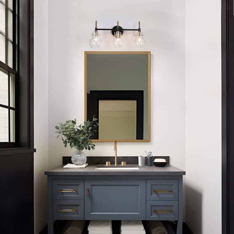 Éclairage de salle de bain moderne à 3 lumières à intensité variable noir / laiton Satilla