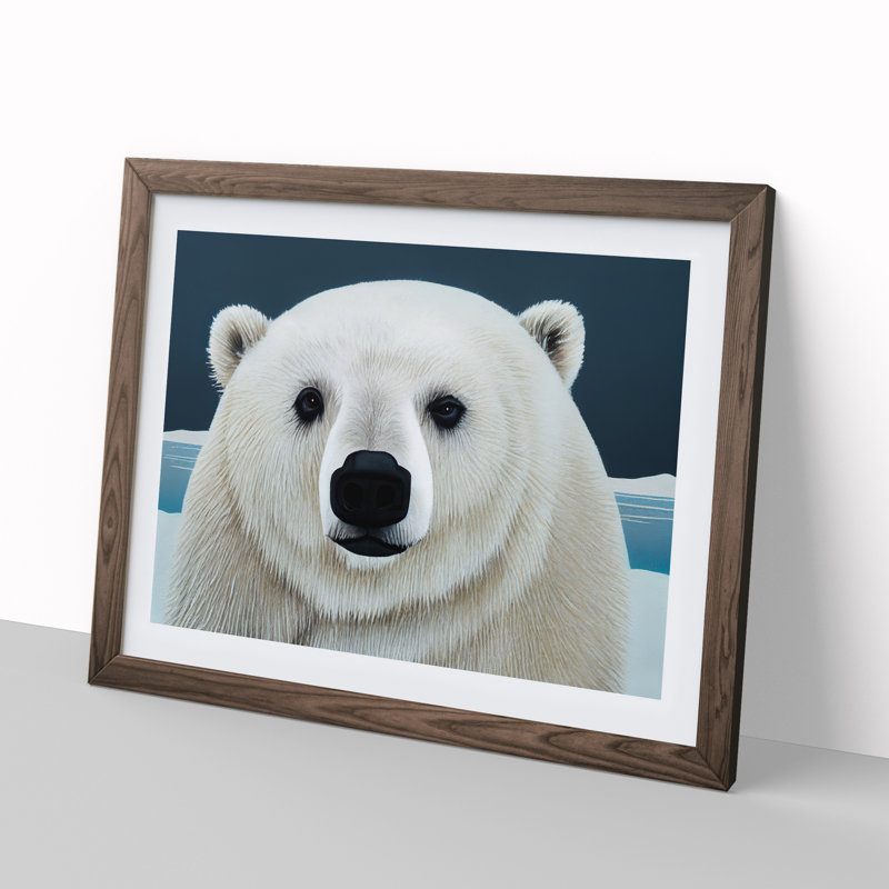 Incomprehensible Polar Bear 1 Piece Single Picture Frame Wall Art, 46cm H x 64cm W x 2cm D, Walnut