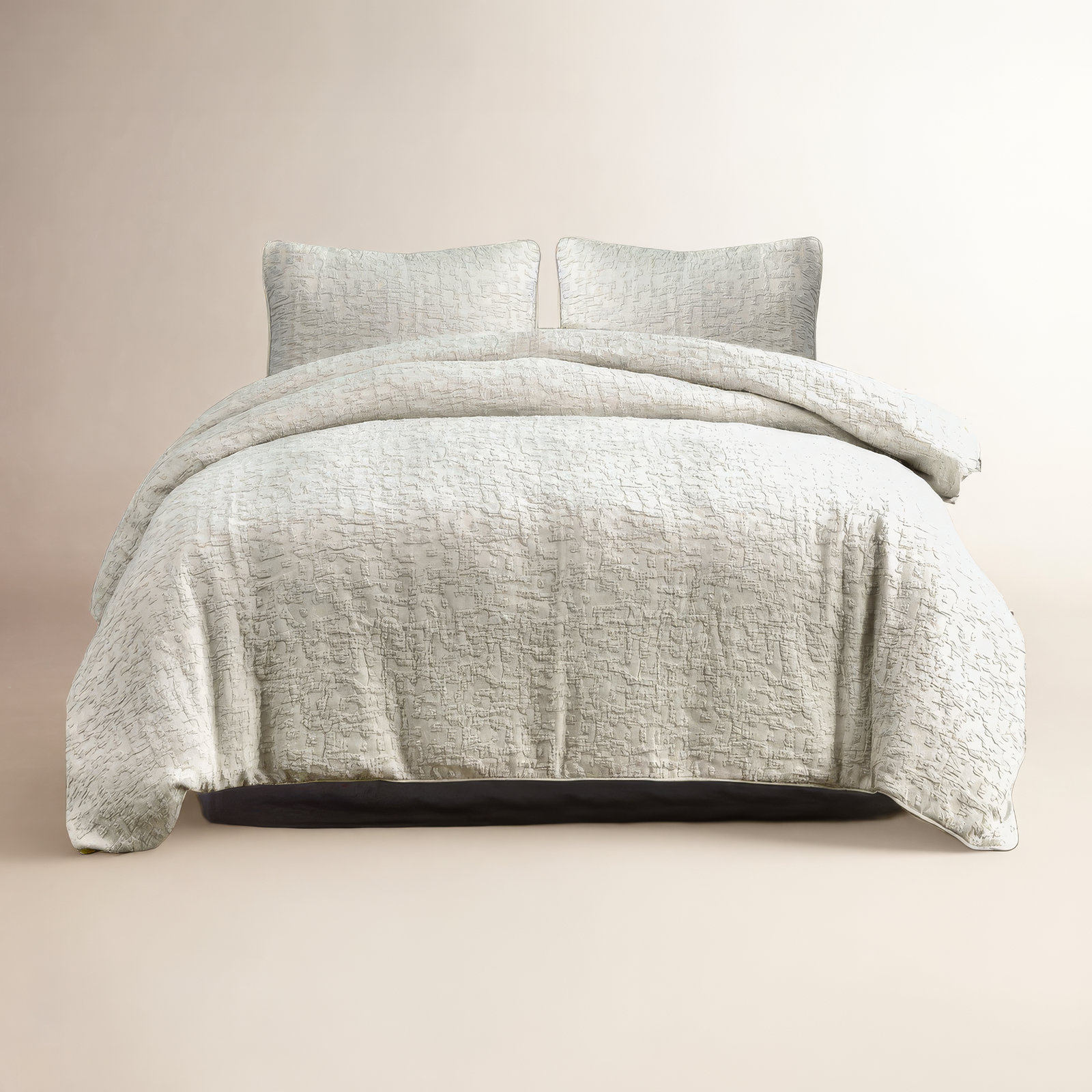 Bloomville Porto Matelassé Abstract Design Classic Chic 3 Piece Duvet Cover Set, Taupe, Queen Duvet Cover + 2 Standard Shams