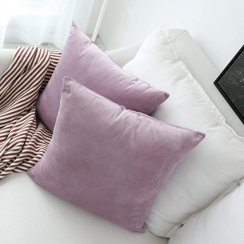 Solid Velvet Reversible Pillow Cover, 18"H x 18"W, Lavender Purple