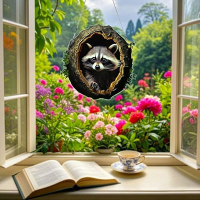 Décorations pour fenêtre suspendues colorées Little Raccoon Ornaments