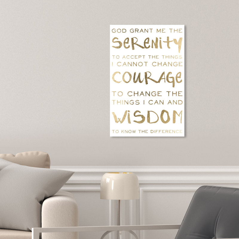 Serenity " Serenity Prayer And Courage Motivation ", Wrapped Canvas, 15" H x 10" W