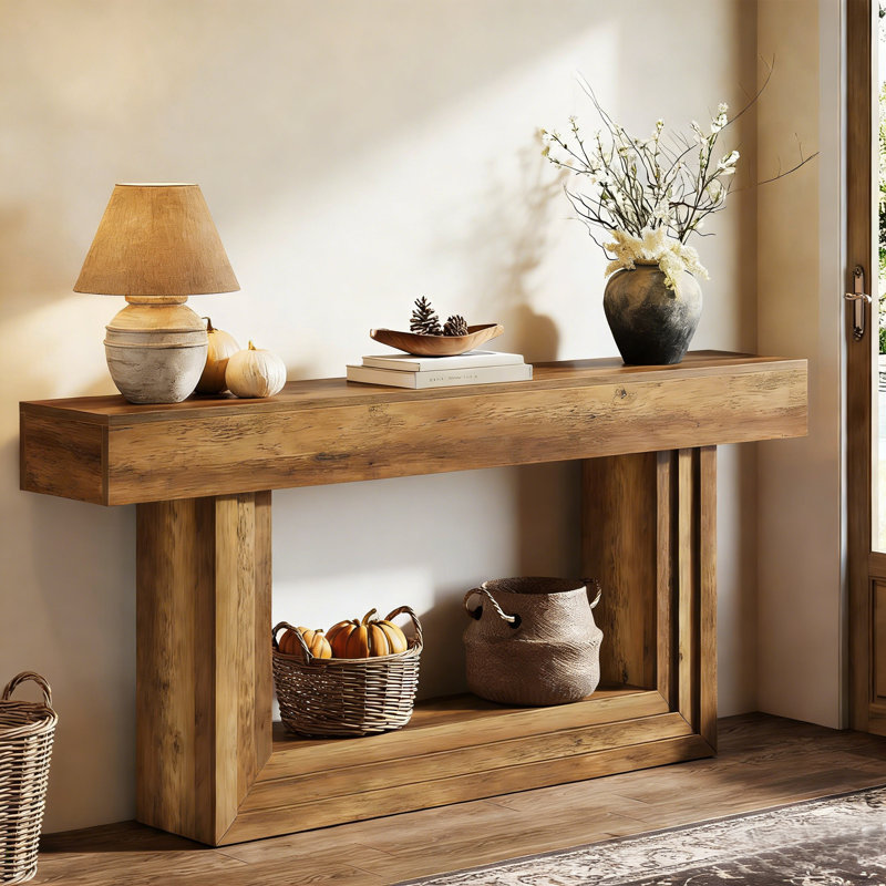 63" W Console Table, 2-Tier Long Entryway Table