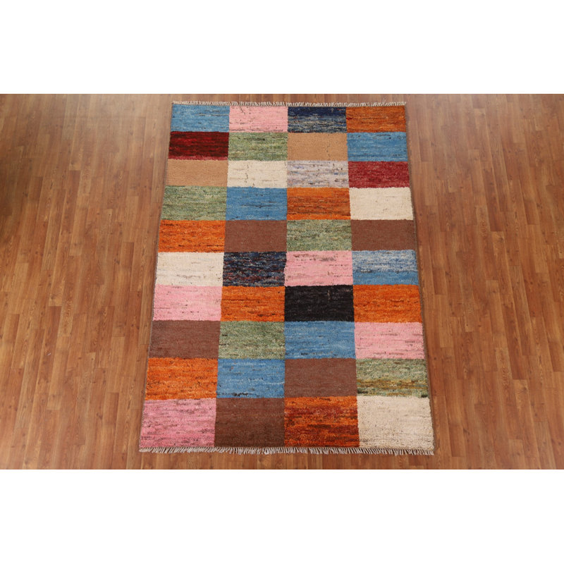 One-of-a-Kind 5'7'' x 8'0'' New Age Rectangle Wool Area Rug in Blue and Orange