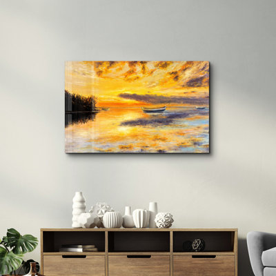 Peinture murale élégante en verre trempé Lekeya, 13,8 x 21,7 pouces | 100% verre trempé, épaisseur: 0,16 pouce | Imprimé UV pour des couleurs éclatantes | Parfait pour la décoration intérieure, le salon et les espaces de bureau