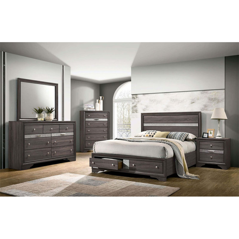 Commode 1 pièce de style contemporain avec tiroir à bijoux caché et tiroirs à queue d'aronde anglaise pour le rangement et l'organisation de la chambre à coucher