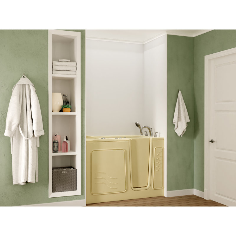 Therapeutic Tubs 30 in. x 53 in. Right Drain Quick Fill Walk-In Whirlpool Tub with Powered Fast Drain in Biscuit, Right
