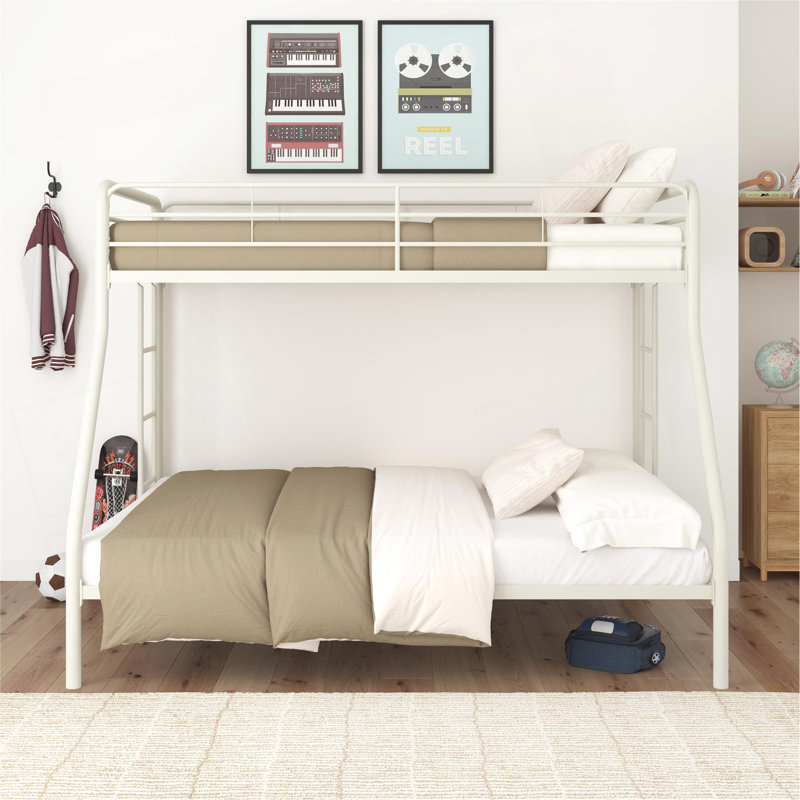 Lit superposé simple au dessus d'un lit double en métal Dusty