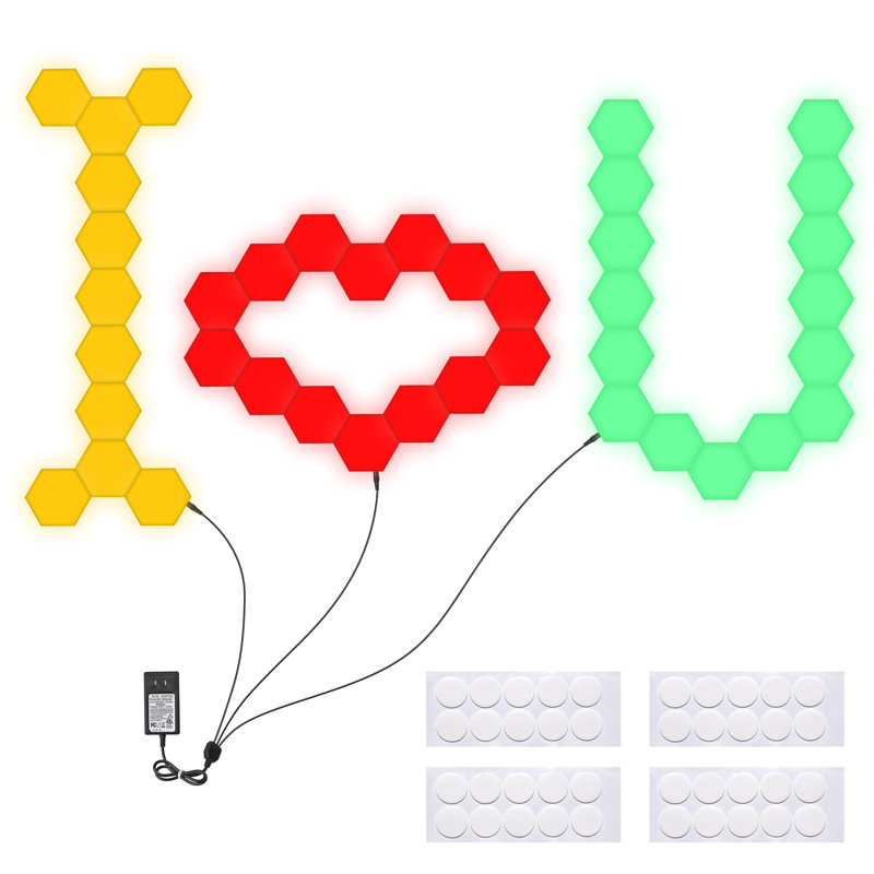 Corrigan Studio 40 Block Smart LED Hexagonal Light Panel Touch Sensitive Magnetic Wall Mount DIY