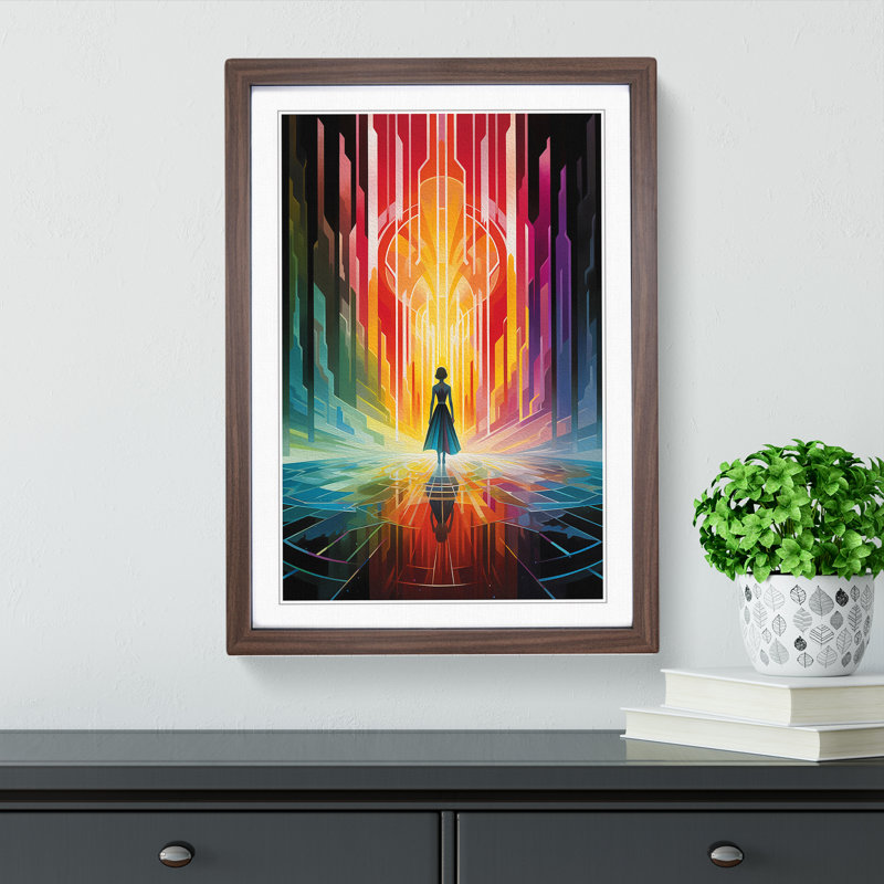 Rainbow Art Deco - Framed Print, Walnut, 64cm H x 46cm W x 2cm D