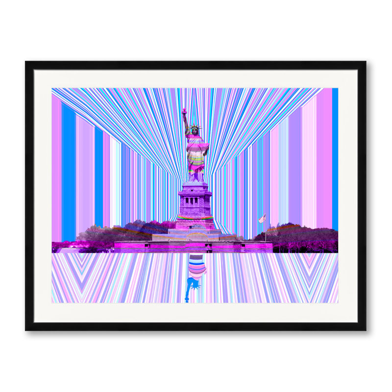 «Summer» par Batya Kuncman - impression, H 25,25 po x l 31,25 po, Papier avec cadre noir