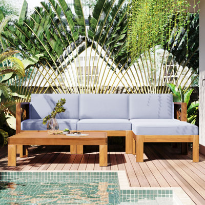 Ensemble de conversation modulaire 5 pièces avec coussins et coussins pour l'extérieur