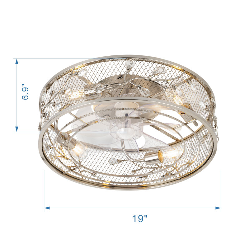 Ventilateur de plafond 19 po Yemisi, Nickel satiné