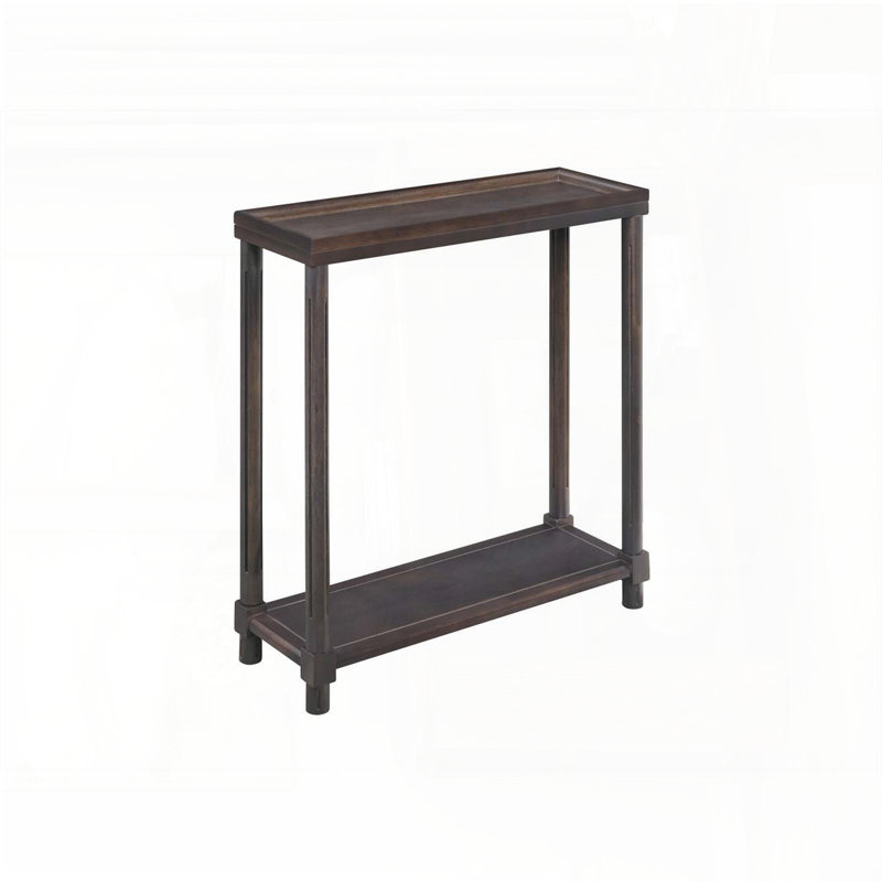 Ensemble de table de bout étroite avec tablette - sans outil, Bois espresso