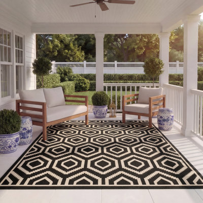 Tapis d'intérieur / extérieur à motif géométrique Deedrick