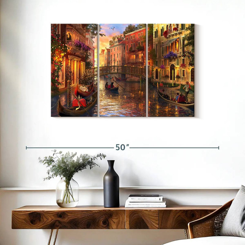 Coucher de soleil romantique à Venise, reproduction d'art sur toile, H 24 po x l 38 po x P 1,25 po