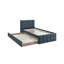 Lit plateforme double Shahi avec lit gigogne, revêtement gris anthracite en lin brossé