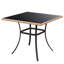 Table de salle à manger d'extérieur 35 po pour 4 personnes, table d'appoint carrée en osier avec plateau en verre trempé et structure en fer durable, pour terrasse, balcon, bord de piscine, noir