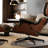 Mid Century Genuine Leather Lounge Chair With Ottoman, Solid Wood Frame, Strong Aluminum Legs, Memory Foam-2124191721