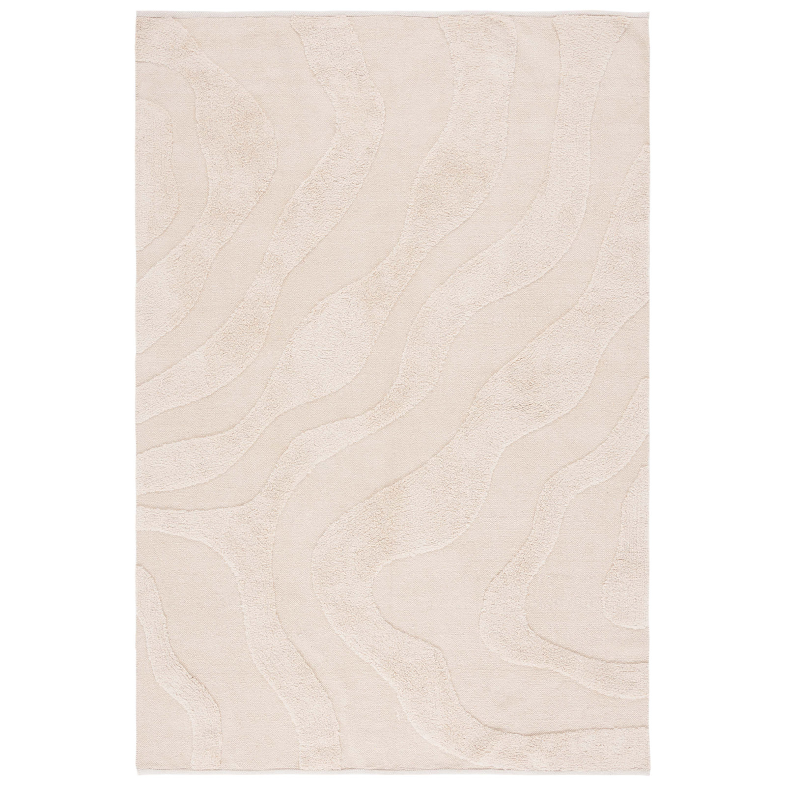 Mozie Ivory Washable Hand-Woven Cotton Rug, Square 6'