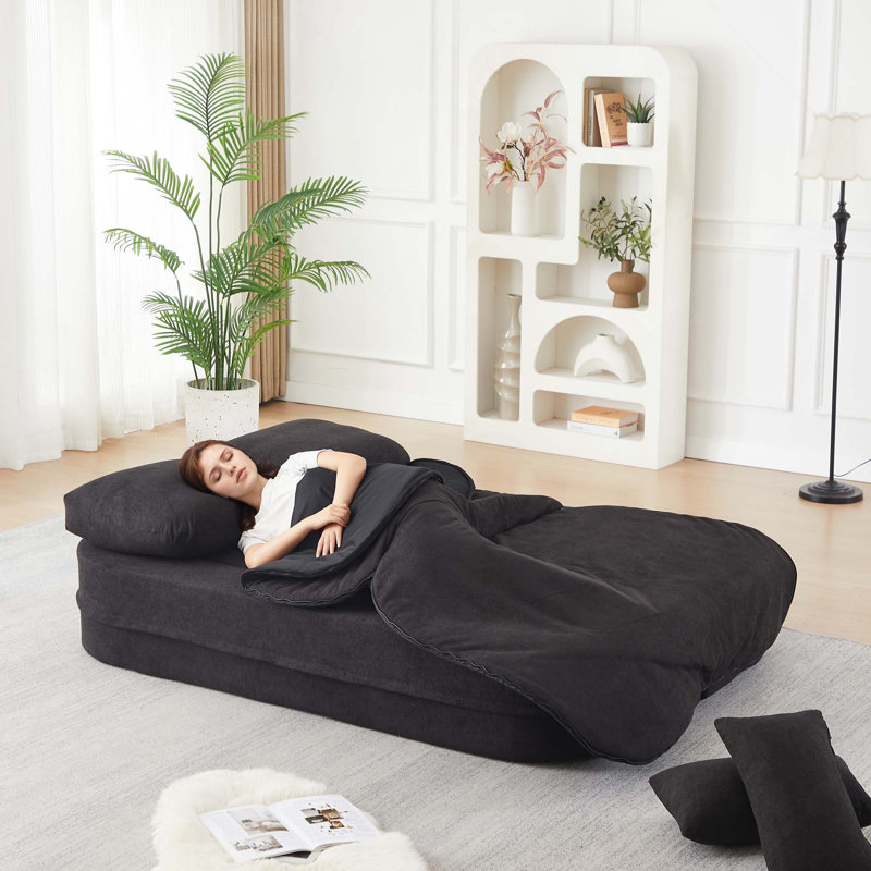 Canapé-lit 2 en 1 convertible pliable en chenille avec couverture multifonctionnelle pour salon, chambre à coucher, salon, studio