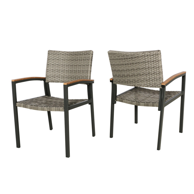 Chaise de salle à manger - Chaise de patio grise avec sièges d'extérieur contemporains