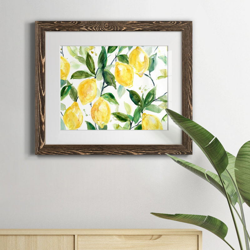 " Lemony Branches " by J Paul Painting Print, Walnut Framed Paper, 20" H x 24" W x 1" D