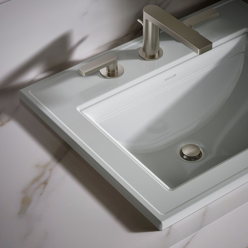 Memoirs Stately Drop-in Bathroom Sink, Ice Gray, 8" Centers