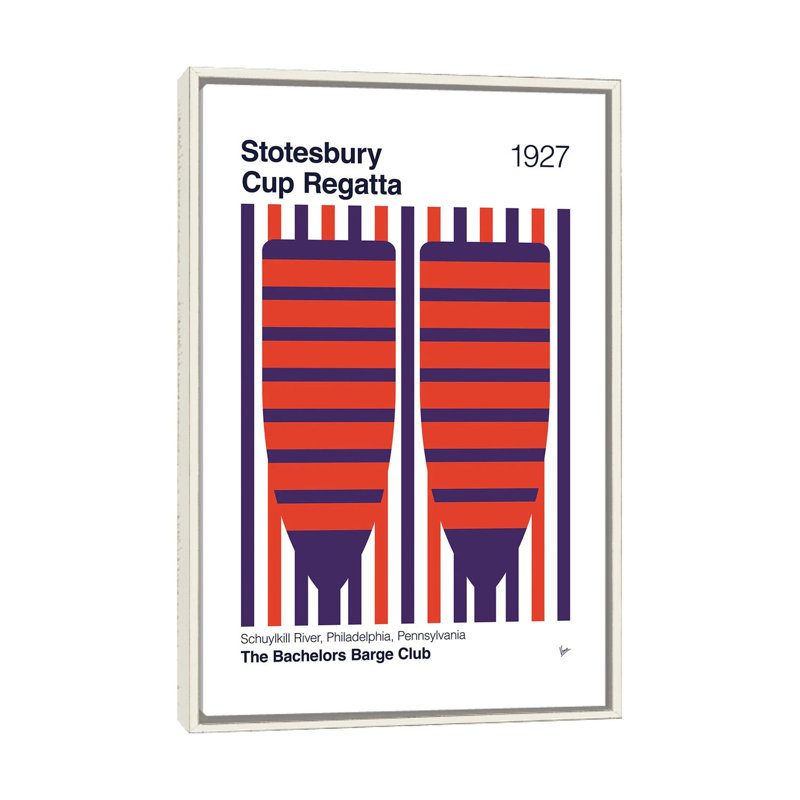 1927 Stotesbury Cup Regatta - reproduction d'art murale - toile encadrée, Blanc patiné, H 40 po x l 26 po