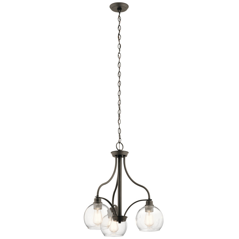 Harmony 3 - Light Steel Dimmable Chandelier, Olde Bronze