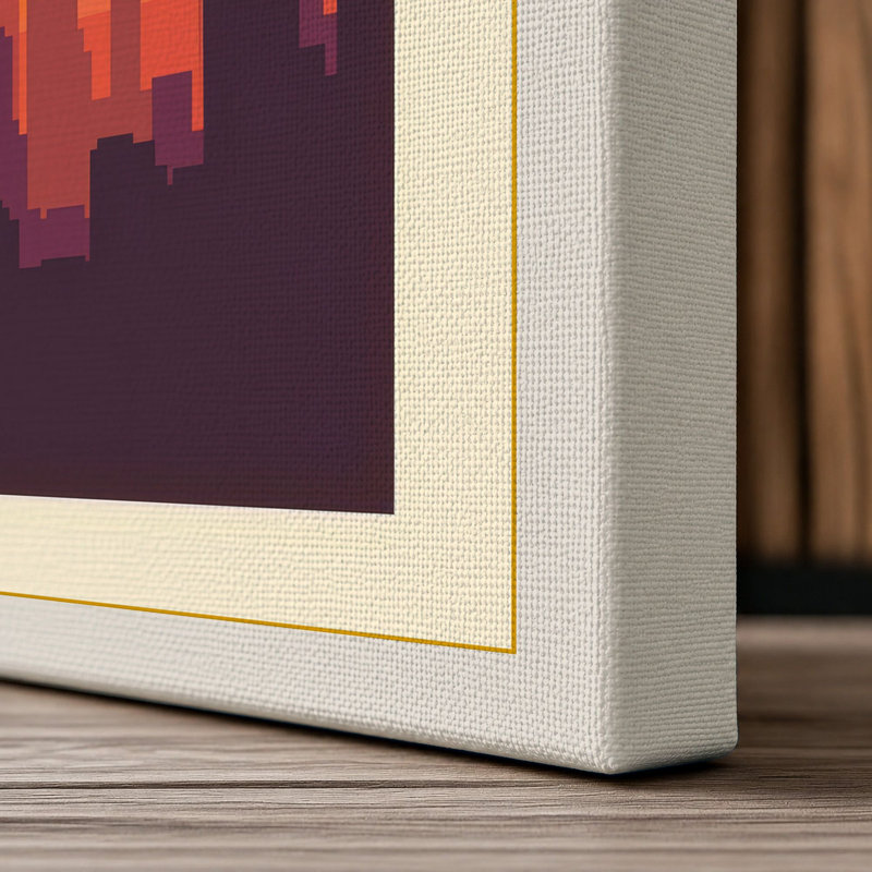 Cityscape at Sunset Retro - Wrapped Canvas, 24x16 - 61.0 x 40.6 cm, Cream Border