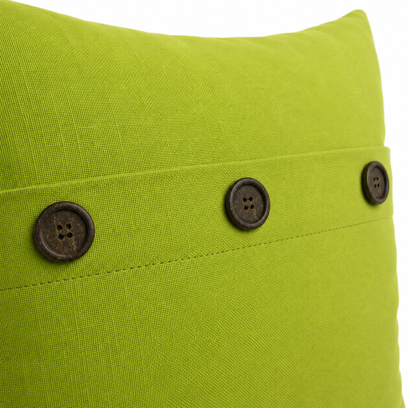 Solid Button Buttons Linen Throw Pillow, Green Apple