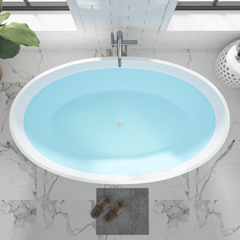 Baignoire autoportante en acrylique, Blanc pur, H 23,2 po x l 39,8 po x L 68,5 po