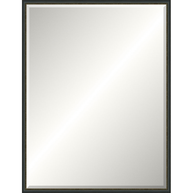 Distressed Black Old World Mirror, Medium rectangle