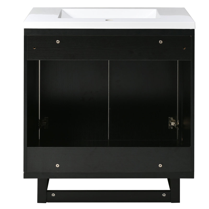 Base de meuble-lavabo simple 18,1 po Manwel en noir avec lavabo